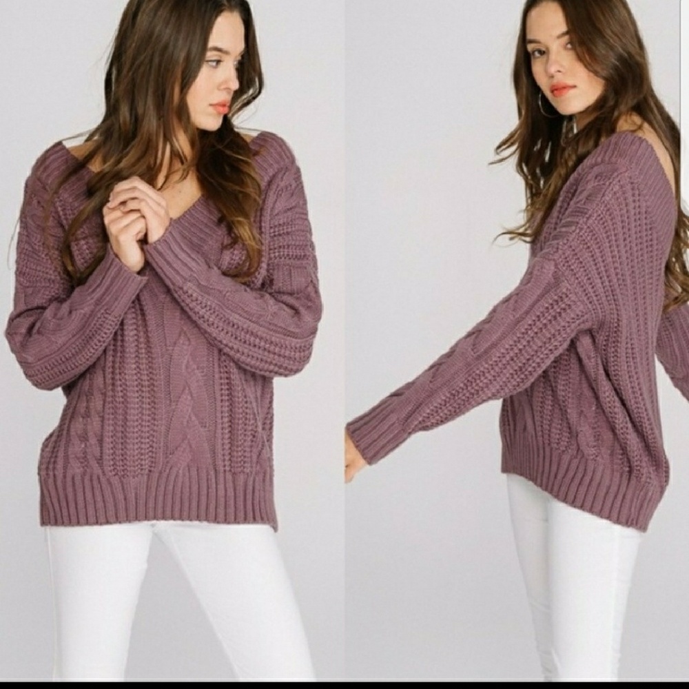 Lilac cable knit sweater new sale - Picture 1 of 3